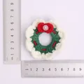 Hand-knitted mini Christmas wreath ornament with red bow and pearl accent 5cm - Christmas Wreath