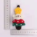 Handmade knitted Christmas tree bear pendant keychain shown with ruler measurement - Christmas Tree Bear Plush Toy - Green