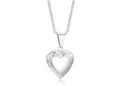 Elegant silver stainless steel heart locket necklace with delicate filigree border - NC-1364S (Steel Color/Openable/Acanthus Embossed)