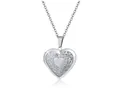 Silver stainless steel heart locket necklace with floral engraving for women's jewelry - PN-1192S (Steel Color/Openable/Center Heart Relief)