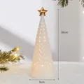 Elegant white ceramic Christmas tree lamp with golden star and warm internal glow - Large Ceramic Tree (YZ-19537)