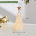 White ceramic glowing Christmas tree ornament with golden star top, 19cm height. - Small Ceramic Tree (YZ-19538)