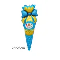 Blue and yellow school cone foil balloon for back to school decor, 76x28cm size. - Bow Ice Cream Shape (Blue)