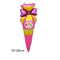 Colorful pink school cone aluminum film balloon for back to school decor, 76x28cm - Bow Ice Cream Shape (Pink)