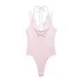 Eleganter rosa Neckholder-Body mit zarter Blumenspitze und sexy Tanga-Rückseite - XS / Hellrosa