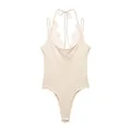 Eleganter beiger Body mit zartem Spitzenbesatz und verstellbarem Neckholder-Gurt - XS / Gebrochenes Weiß