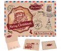 Vintage Kraft Christmas card set featuring Santa Claus design and matching envelopes - Stamped Santa