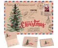 Vintage kraft paper Christmas card set with hand-drawn tree and festive postmarks design - Christmas Tree