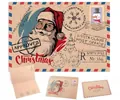 Vintage kraft paper Christmas greeting card set featuring Santa Claus post office design - Hat Santa