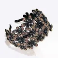 Elegante cerchietto per capelli con fiori di strass e cristalli scintillanti per donna - Grigio Blu Inchiostro Champagne
