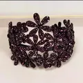 Cerchietto floreale in cristallo viola scuro con motivi di fiori in strass lucidi - Viola scuro e chiaro