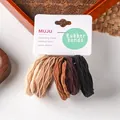 Five piece set of premium wavy textured coffee-toned high elasticity hair ties on card - Wavy Coffee