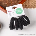 5er-Set hochelastische schwarze gewellte Haargummis auf weißem Verkaufsdisplay - Wellenart / 5 Stück/Packung / Wellenförmig Schwarz
