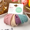 Set of 4 high-elasticity fabric hair ties in macaron colors on white display card - 4 Pieces/Pack / Macarons