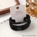Minimalistische geflochtene hochelastische schwarze Haargummis, 4er-Set für Damen - #03 Geflochtenes Schwarz (4 Stück auf Karte)