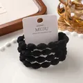 Set of 4 high-elastic black knotted hair ties on a white display card for daily wear - 09# Knot Black (Pack of 4)