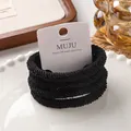 Set of 4 thickened high elasticity black hair ties on card, stylish hair accessory - #05 Thickened Black (4-Piece Set on Card)
