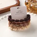 Four-pack of high-elasticity bean knot hair ties in a stylish coffee brown color set - 10# Knot Coffee (Pack of 4)