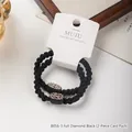 2er-Set schwarze hochelastische Haargummis mit Strass-Detail auf Displaykarte - Vollzirkonia-Stil / 2er Pack / Schwarz