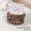 Hochelastische Haargummis mit Leopardenmuster im 3er-Karten-Set - 3er Pack / Leopardenmuster Schwarz