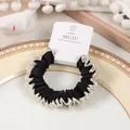 Eleganter schwarzer Stoff-Scrunchie mit weißem Spitzenbesatz und hoher Elastizität - Haargummi mit Spitzenkante / 1# Schwarz (Einzelpackung)