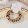 Elegantes kaffeebraunes Satin-Haargummi mit zarter Spitze und hoher Elastizität - Haargummi mit Spitzenkante / 2# Kaffee (auf Karte)