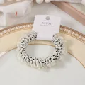Eleganter Polka-Dot-Spitzen-Haargummi in Cremeweiß, elastisches Haarband mit Karte - Spitzen-Punktierung-Haargummi / 4# Gepunktet cremeweiß (auf Karte)