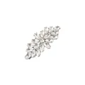 Detailed view of a sparkling crystal rhinestone hair clip with marquise-cut stones - Transparent White Starburst (Silver Base)