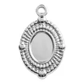 Vintage silberne ovale Anhängerfassung mit strukturiertem Sonnenstrahl-Rand für DIY - Silber Stil (S1434-S) / Silber