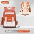 Orange ergonomic children's school backpack for grades 1-3 with spine support belt - S / Orange