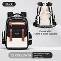 Ergonomic black and white school backpack with spinal protection and waist belt - S / Black