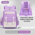 Purple ergonomic large capacity school backpack for primary students, height 130-165cm - L / Purple