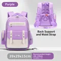 Ergonomic purple children's backpack for primary school students with waist support belt - S / Purple