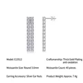 Eleganti orecchini a perno lunghi in argento 925 con quaranta moissaniti tonde - Stile Moissanite da 3.0 mm a Doppia Fila (E13512) / Senza certificato