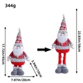 Telescopic Christmas Santa Claus plush doll with red plaid and snowflake patterns, 58cm - Retro Santa Claus Style (H1-1)