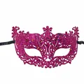 Pink glitter masquerade mask with star sequins for Venetian party costume accessories - Rose Red