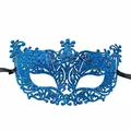 Elegante máscara veneciana azul con purpurina para Halloween y fiestas carnaval - Azul