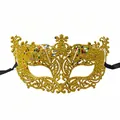 Máscara de baile de máscaras dorada con purpurina y diseño calado - Dorado