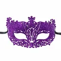 Elegant purple glitter Venetian masquerade mask for Halloween and carnival balls. - Purple