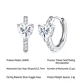 Eleganti orecchini a cerchio in argento S925 con moissanite a forma di cuore e pavé - Stile Moissanite a Cuore / Stile Argento