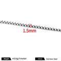 1.5mm width silver stainless steel box chain for DIY jewelry making and necklace crafts - 1.5mm / Steel