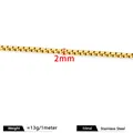 Durable 2mm gold-plated stainless steel box chain for DIY jewelry and necklace making - 2mm / 18K Gold