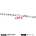 2.5mm silver stainless steel box pearl chain for DIY necklace and bracelet making - 2.5mm / Steel