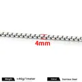 High-quality 4mm silver stainless steel box chain for DIY necklace and bracelet - 4mm / Steel