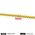 Premium 4mm gold stainless steel box chain for DIY jewelry making, weight 46g per meter - 4mm / 18K Gold