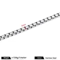 Close-up of 6mm stainless steel box chain for DIY jewelry making accessories - 6mm / Steel