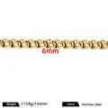 6mm gold stainless steel box chain for DIY jewelry making, necklace and bracelet - 6mm / 18K Gold