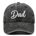 Vintage washed grey cotton baseball cap featuring white embroidered Dad script detail - Black DAD