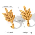 Leaf-shaped 18K gold earrings with size and weight measurements detail - Five-Leaf Branch Style (XZ-E10818) / Gold