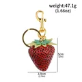 Realistic strawberry keychain backpack charm with gold hardware and dimensions - Red Realistic Strawberry Pendant (k00978-01)